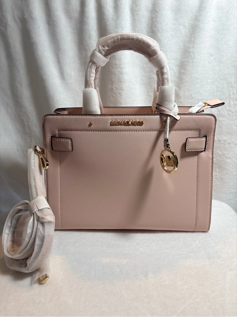 *NWT* Michael Kors Rayne Medium Saffiano Leather Satchel (Color: Powder Blush)